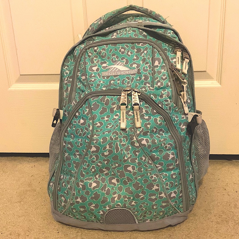 Teal Animal Print Backpack with Laptop Protection
